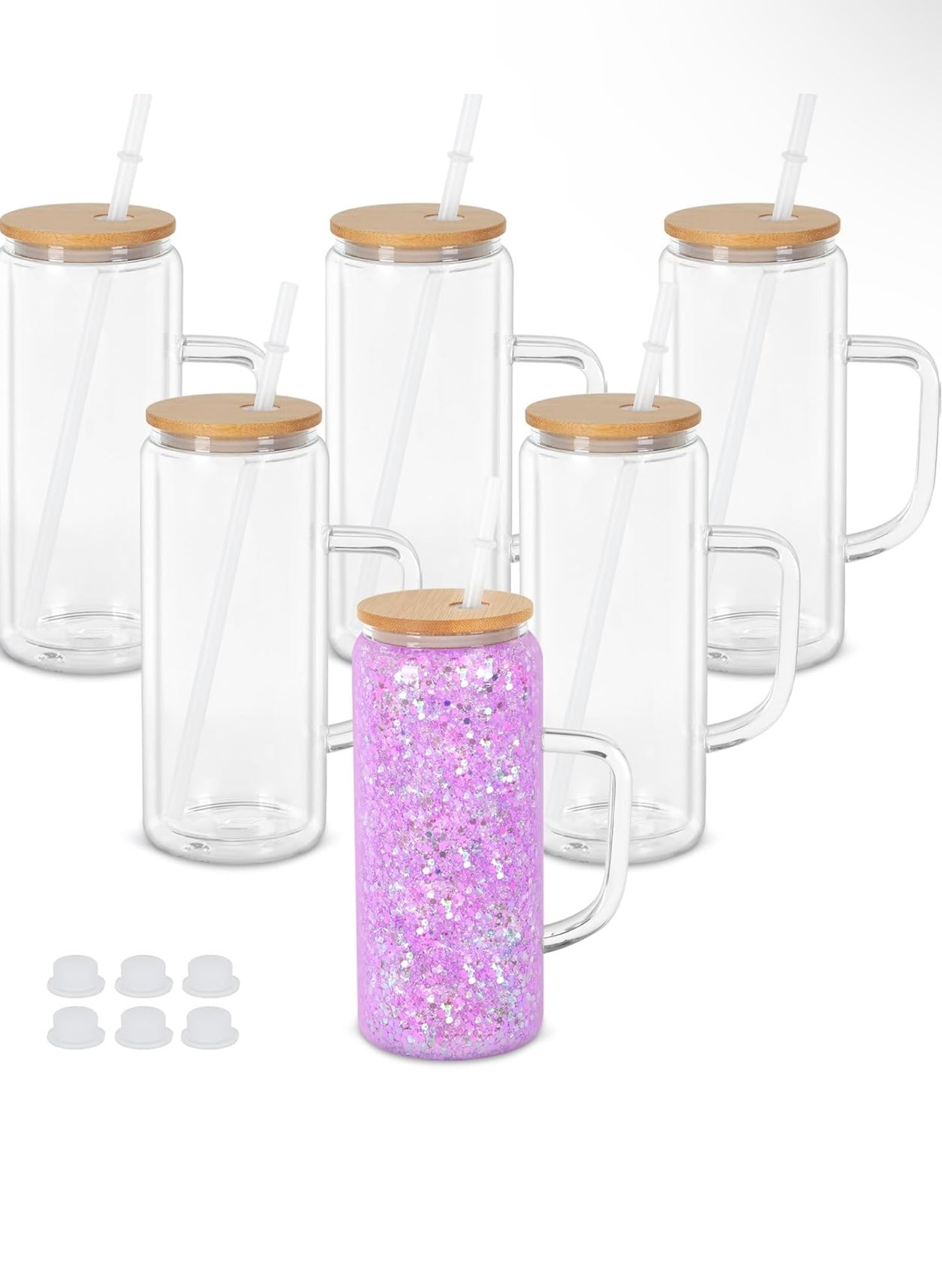 20oz Glass Snow Globe Tumbler With Handle